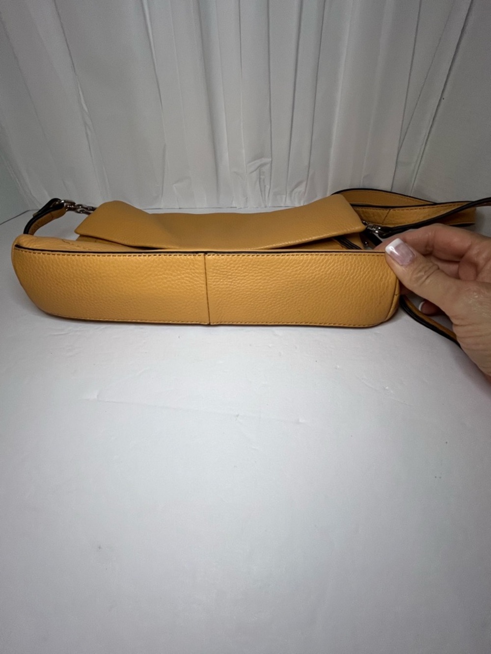 Vince Camuto Caramel Colored Pebbled Leather Crossbody - Picture 9 of 9